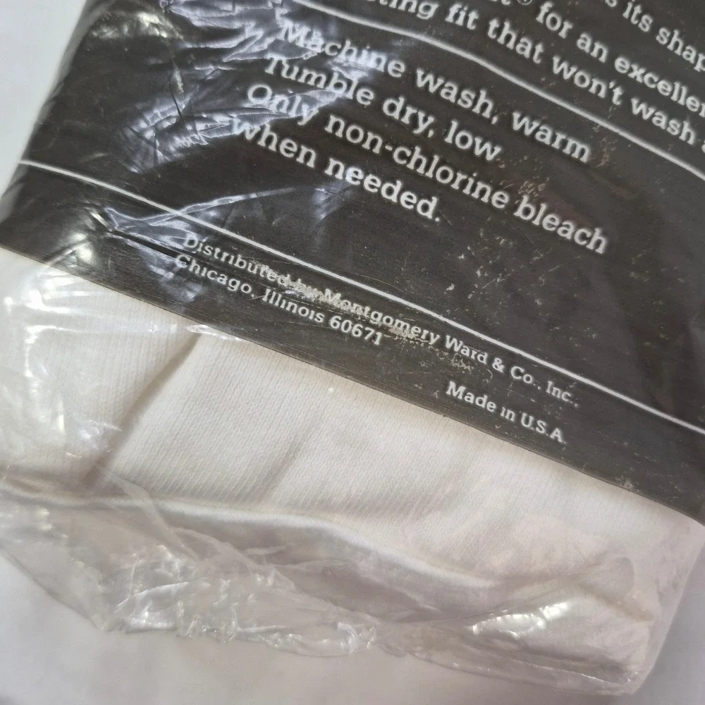 Montgomery Ward Briefs Mens XL 42-44 White 3-Pack Cotton Blue Gray Line‎ VTG New